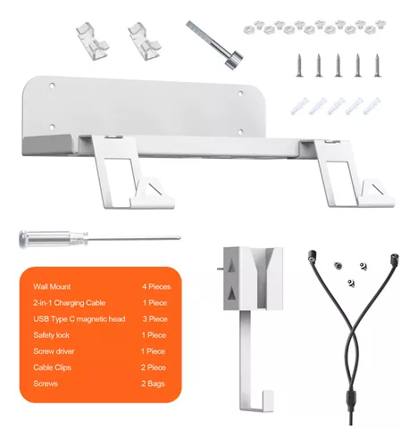 Soporte de pared PS5 Soporte de pared PS5 con cable de carga magnético 2 en  1 para Playstation 5 Disc/Edición digital, con soporte para controlador