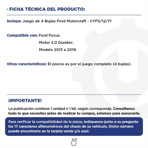 Imagen 2 de 9 de Juego De 4 Bujias Ford Motorcraft Focus 2.0 Duratec - 13/19