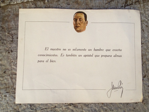 Antigua Lámina Juan Domingo Perón En Cartón De 33,3 X 24,9