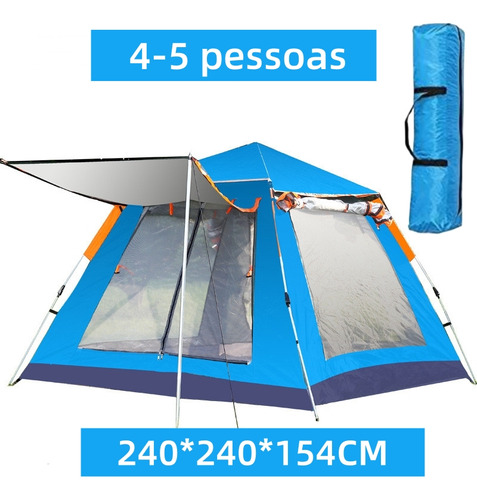 Barraca De Camping Automatica Impermeavel 1000mm 4/5 Pessoas 240*240*154cm Joyfox
