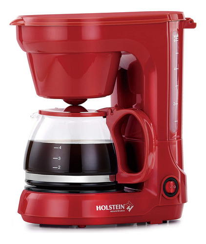 Cafetera Holstein Housewares Para 5 Tazas, Color Rojo