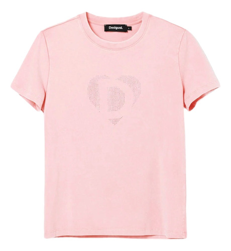 Playera Imagotipo Strass Rosa Desigual 24swtkak