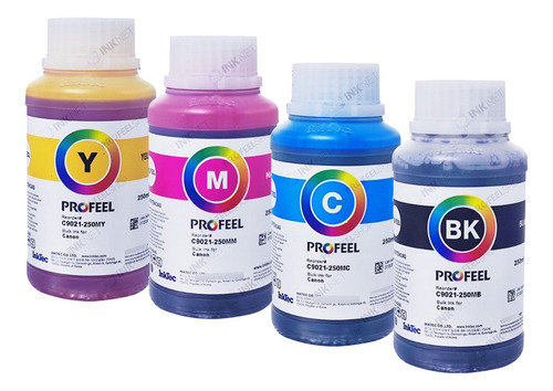 Tinta 4x250ml Corante Profeel C9021 Pixma G3110 G3111 G4100