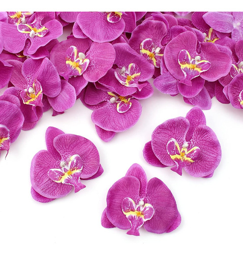 Hokpa 50 Cabeza De Flores Artificiales De Orquídea De Seda S