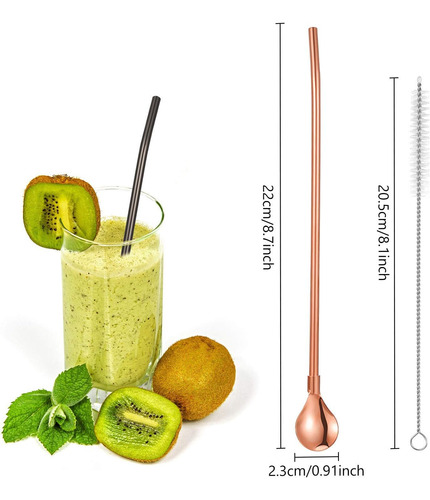 4 Pajitas De Acero Inoxidable Reutilizables Con Cepillo De L