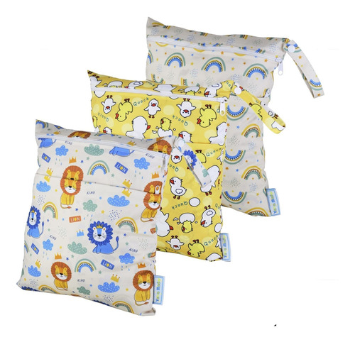 3 Pcs Cloth Diaper Wet Dry Bags Waterproof Reusable Travel D