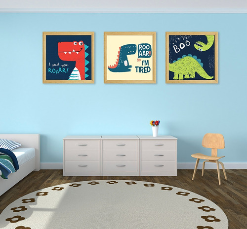 Dinosaurios Roar C/marco Canvas Cuadros Decorativos