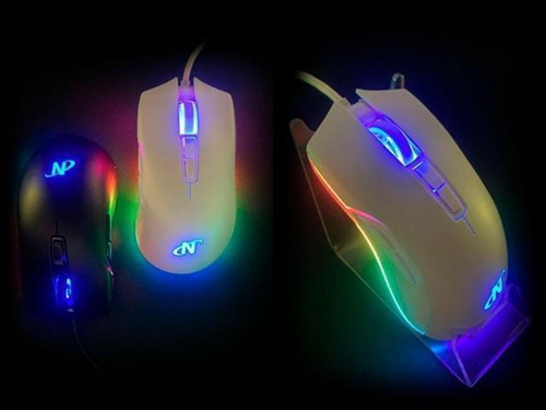 Imagen 4 de 8 de Mouse Gamer Nisuta Nsmogz9w Blanco Led Rgb 10k Dpi Pixart 7d