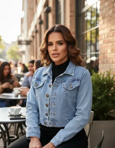 Jaqueta Jeans Feminina Curta Casual Elegante