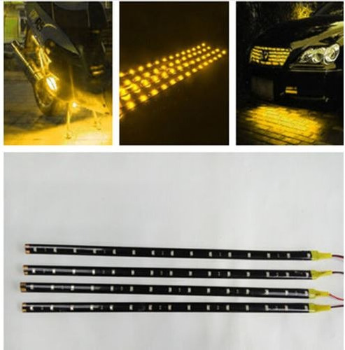 Par Tiras Led Carro Moto Barra 30cm Luz Amarilla