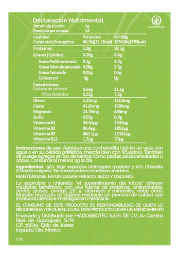 Alga Espirulina+chlorella En Polvo 100 G 3 Pack