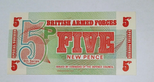 Billete Inglaterra Fuerzas Armadas 5 N.pence Unc.m47