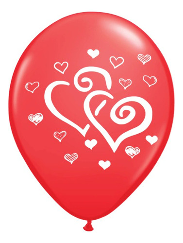 10 Globos Latex Rojo Corazones San Valentín Enamorados