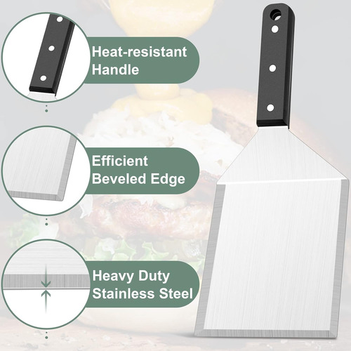 Espátulas De Metal Inoxidable Para Hamburguesas - 2 Unidades