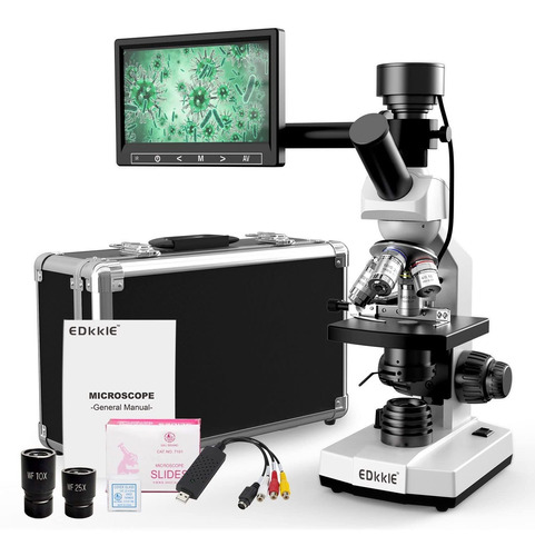 Microscope For Adults With 40x-2500x Magnification, Dual-vie