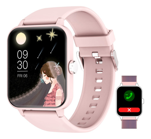 1.69'' Reloj Smart Watch Mujer Con Temperatura Pulsera Doble