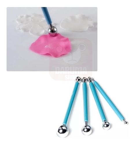 Imagen 2 de 6 de Set 4 Esteca Bolillos Moldear Reposteria Fondant Belgrano