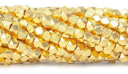 3mm Beads 22kt Plateado Oro Tallados Pepita De 8 Pulgadas 68