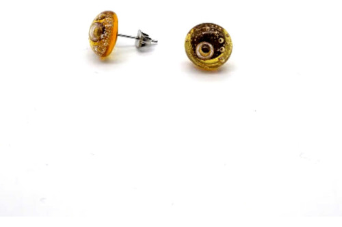 Imagen 4 de 5 de Arete Broquel Soda Burbuja De Vidrio Y Acero Inoxidable