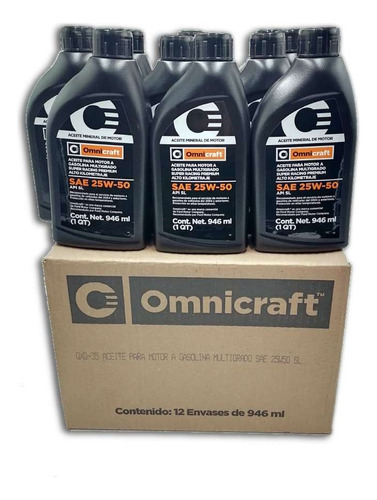 12 Litros De Aceite 25w50 Multigrado Omnicraft