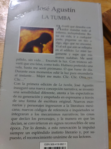 La Tumba. Jose Agustin. Primera Edición. 1978 (Usado)