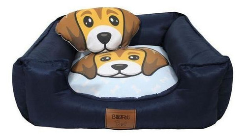 Cama Para Cachorros Com Zíper Lavável 60x60cm Azul Marinho