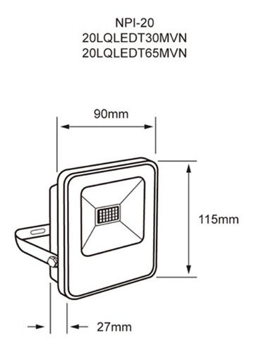 Imagen 4 de 7 de Reflector Led Exterior Tecnolite 20w 6500k Ip65 Negro