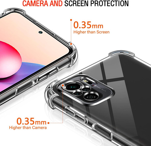 Funda Uso Rudo Silicona Tpu Suave Para Redmi Note 10+mica Transparente Redmi Note 10 4g/note 10s/xiaomi Poco M5s