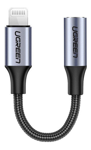 Cable Ugreen Lightning A Jack 3.5mm Aux M-f Trenzado 10cm Color Negro