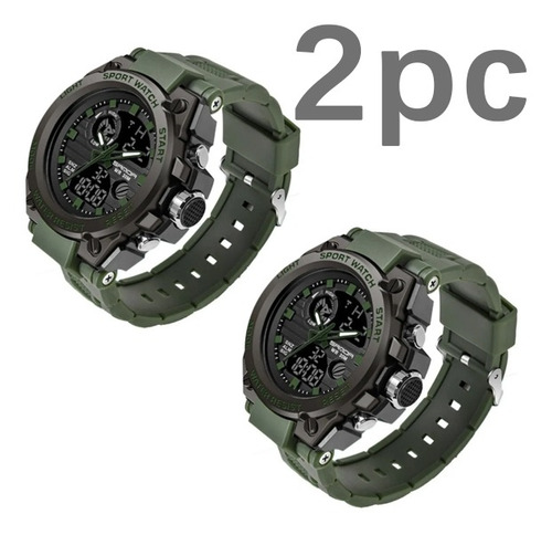 2 Relojes Impermeables Sanda Hombre Military 739