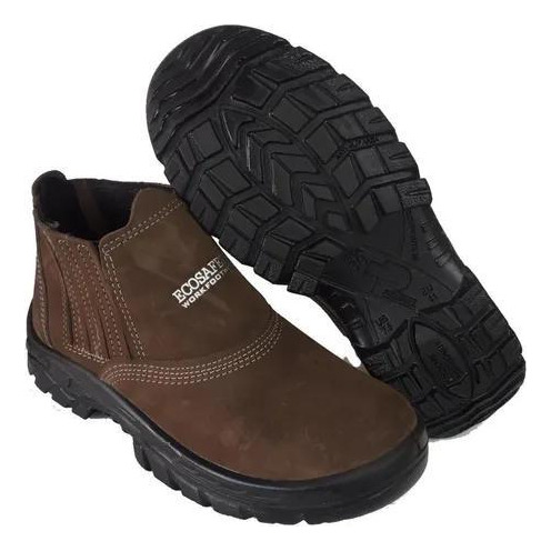 Bota Segurança Ecosafety Pr123-ap Bico Pvc Couro Nobuck Café