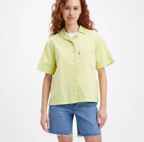 Levi's Blusa Camisa Manga Corta Mujer De Lino Resort Shirt