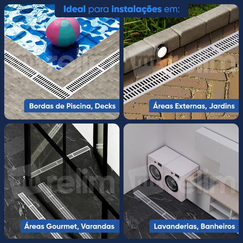 Relim Ralo Linear em Alumínio 15x100cm com Tela Anti Insetos Escovado
