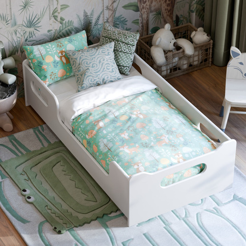 Mini Cama Infantil Para Quarto Com Grade Lateral E Colchão