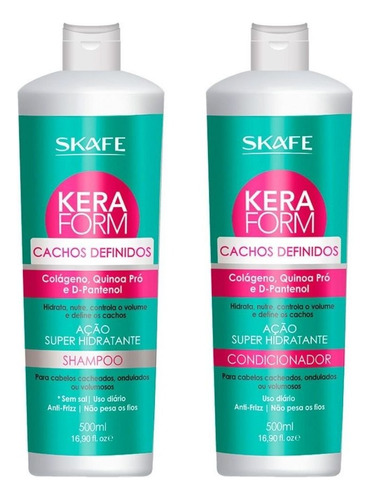  Kit Shampoo + Condicionador Keraform Cachos Definidos 500ml