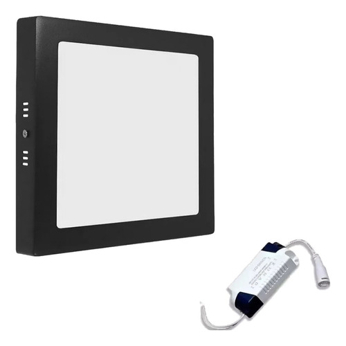 Plafon Painel Led Preto Sobrepor 20x20 Quadrado Bivolt 18w