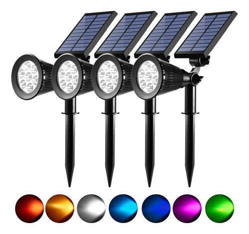 Focos Solares, 2 1, Impermeables, 7 Led, Fijos, De Colo...