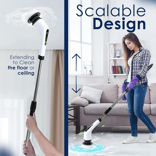 Cepillo Eléctrico Giratorio 7 En 1 Impermeable Para Suelos Y