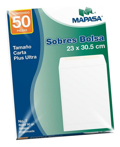 Sobre Bolsa Mapasa Bond Blanco Carta 50pzs 90g Ia0312