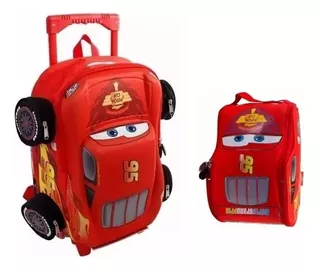 Kit De Mochila Y Lonchera Cars Kinder Con Carro Ds180