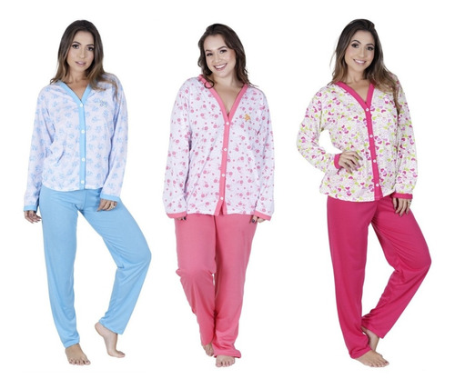 Super Kit Amamentação Pós Parto Sutiã Pijama Calcinha 8 Pçs