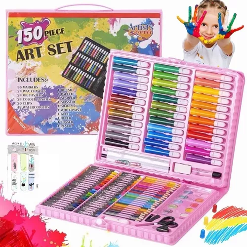 Set De Arte Niños Colores Plumones Crayolas Acuarelas 150pzs