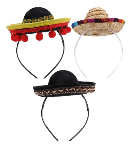 3 Piezas Pequeño Sombrero Diadema For Mujer Diademas De Moda