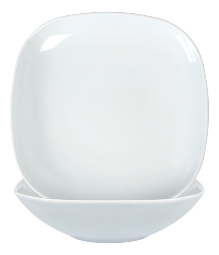 Imagen 2 de 2 de Plato Playo 25 Cm Porcelana Blanca Cuadrado
