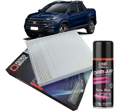 Kit Filtro De Ar Condicionado Cabine Elemento Caixa De Polen + Higienizador - Fiat Toro 1.8 2.0 2.4 2018 2019 2020