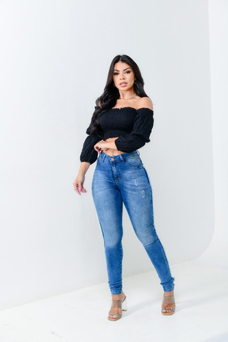 Calça Jeans Clochard Cinto Cintura Laço Feminina Da Moda.
