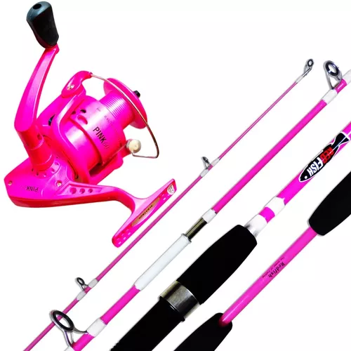 comprar Combo Pesca Variada Mujer Rosa Caña Maciza 2,40 +reel 3 Rul 