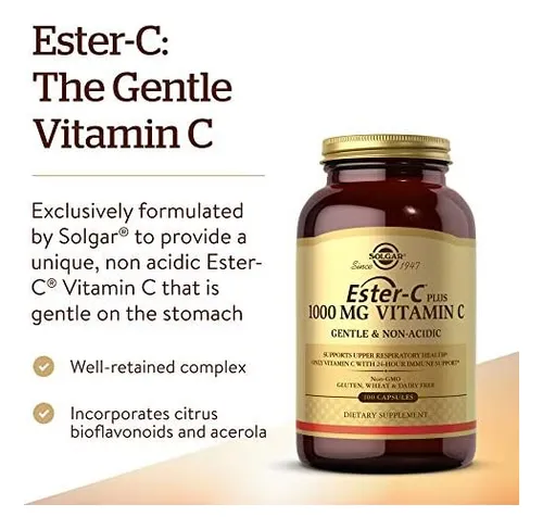 Solgar Ester-c Plus 1000 Mg De Vitamina C Con Bioflavonoides Cítricos - 100 Cápsulas - Suave Y No Ácido
