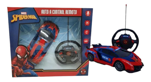 Auto A Control Remoto Con Volante Y Luces Spiderman 38cm