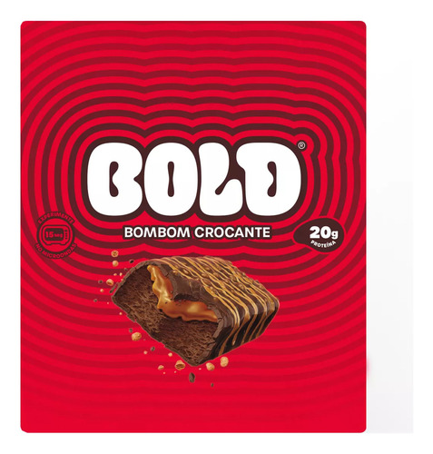 12 Barra De Proteína Bold Snack Bar Bombom Crocante 60g